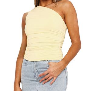 Vente en gros OEM personnalisé Vêtements pour femmes Nouvelle collection Débardeur uni asymétrique à épaule unique et dos nu - Product Image 4