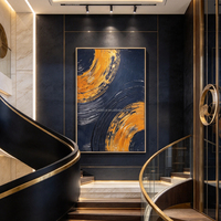 Décoration murale sur toile faite main, paysage abstrait moderne à texture 3D, tableau luxueux arbre de vie à feuille d’or