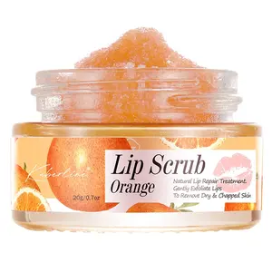 Grosir Strawberry Peach Orange Natural Vegan Perawatan Bibir Scrub Kustom Label Pribadi Gula Scrub Bibir Organik