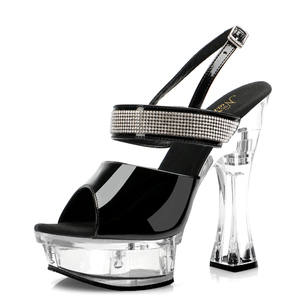 Sandali in cristallo Stripper da 14cm di atmosfera esotica per Nightclub in stile gotico Plus Size Drag Party modello da passerella - Product Image 3