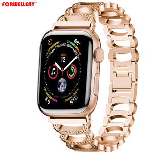 FORWELLENY Cinturino in Metallo a Forma di <span class=keywords><strong>D</strong></span> con Strass per Apple Watch Serie 11 10 9 SE Ultra, Bracciale Diamantato Traforato per Donne, Cinturino Luccicante - Product Image 4