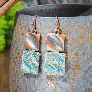 Geometric <b>Drop</b> Earrings Alloy Antique <b>Bronze</b> Plated Bohemia Style Women's Fashion Dangle Earrings Set - Product Image 4