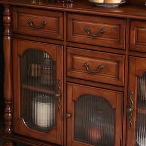 Credenza Vintage Americana in Legno Massello con Portabicchieri, Mobile Buffet di Lusso per Sala da Pranzo e Bar - Product Image 3