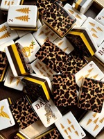 Jeu de Mahjong Américain 160 Tuiles 3 Couches Motif Léopard Acrylique Thème Animal Boîte Cadeau Portable Divertissement Vente en Gros
