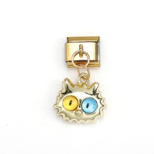 Bracelet de charme italien en acier inoxydable bicolore avec pendentif monstre œil de chat, style dessin animé tendance - Product Image 5