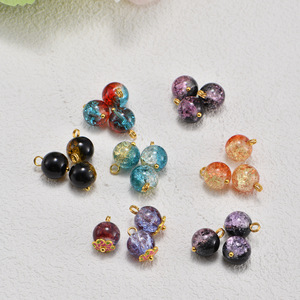 Botones de cristal estilo chino, redondos, imitación jade, con patrón floral, efecto craquelado, de dos tonos, para horquillas y accesorios de cheongsam. - Product Image 1