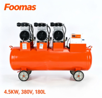 Compresseur d'air à piston silencieux sans huile 4,5 kW 8 bars, alimentation CA 220V/380V, pompe à air mobile pour soufflerie, 300L, refroidi par air, prix usine