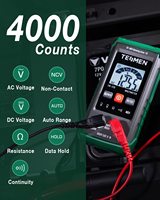Multímetro Digital Inteligente de 4000 Lecturas con Auto-Rango, Probador de Voltaje AC/DC 600V con Medición de Resistencia y Continuidad, Verde