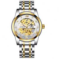 Montre mécanique automatique de sport TEVISE T9005A pour homme, bracelet en acier élégant, design squelette, boîtier transparent, bracelet en cuir décontracté