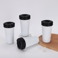 Mug isotherme en acier inoxydable de 500 ml (16 oz) pour sublimation, avec poignée, pour café et sport, à boire directement, cadeau, blanc