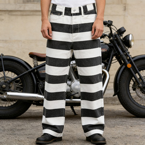 <span class=keywords><strong>Pantalon</strong></span> cargo noir décontracté pour <span class=keywords><strong>homme</strong></span>, taille mi-haute, motif rayures zébrées, style urbain, en toile de <span class=keywords><strong>coton</strong></span> robuste, vente en gros de vêtements - Product Image 3