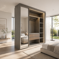 Dressing moderne sur mesure avec miroir de coiffeuse et éclairage LED, mobilier de chambre OEM/ODM pour villa