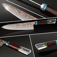Couteau de chef japonais moderne de 8 pouces, acier damas cuivré de haute qualité à 33 couches avec noyau en acier VG10, couteau de cuisine à manche ergonomique