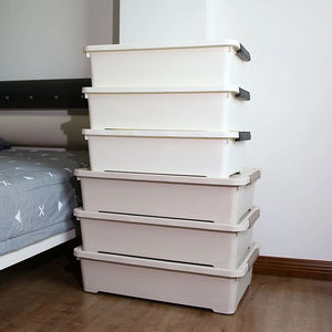 Boîte <span class=keywords><strong>de</strong></span> rangement en plastique sous le lit, grande capacité, anti-poussière, organisateur <span class=keywords><strong>de</strong></span> vêtements, couette, rangement pour armoire, économiseur d'espace avec couvercle - Product Image 1