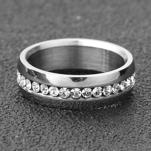 Anillo de Acero Inoxidable para Mujer, 6MM, con Zirconia Incrustada en una Sola Hilera, Joyería para Regalo - Product Image 2