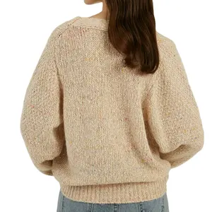 Suéter de punto personalizado OEM/ODM para <span class=keywords><strong>mujer</strong></span>, <span class=keywords><strong>jersey</strong></span> de gran tamaño con cuello de pico, Tops de punto con <span class=keywords><strong>hilo</strong></span> de Color, Invierno 2021 - Product Image 1