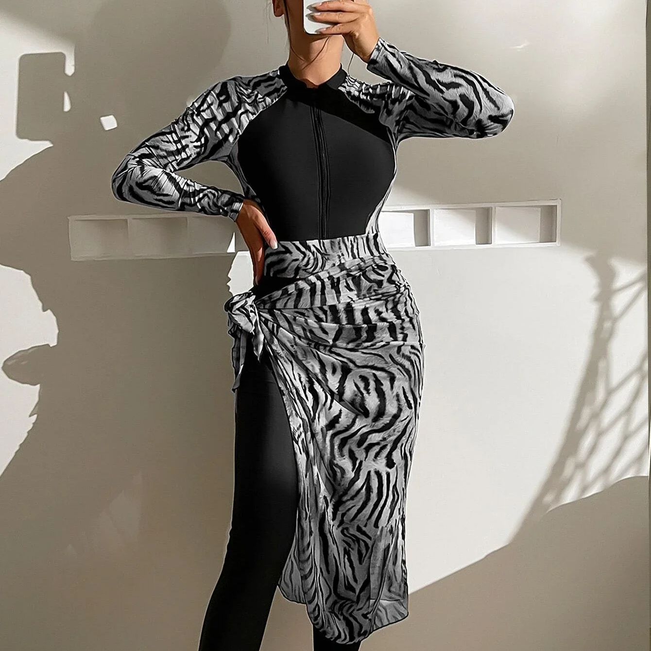 Famesale Burkini Intégral 3 Pièces Noir – Maillot De Bain Modeste Été Dubaï Pour Femmes Musulmanes Avec Bonnet De Bain Inclus