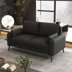 Modern Black Leather <b>Sofa</b> 3 Seater Upholstered Foam Filling Living Room Furniture - Product Image 5
