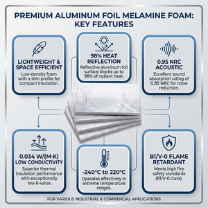 Espuma de Melamina Laminada con Papel de Aluminio, Autoadhesiva, Aislamiento Térmico y <span class=keywords><strong>Acústico</strong></span> <span class=keywords><strong>para</strong></span> Conductos de HVAC - Product Image 5