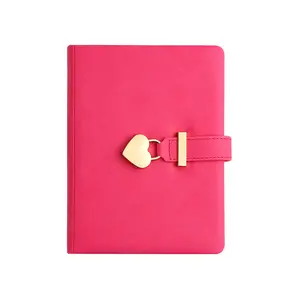 Nouveau lancement Vintage cuir en forme de coeur serrure A5 B6 mignon verrouillé Secret Diaries Journal cahier pour fille