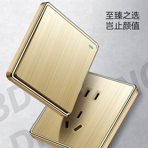 แผงเต้ารับไฟฟ้าติดผนังแบบ 86 ของ International Electric 5 ช่อง พร้อมพอร์ต USB วัสดุทองเหลือง มาตรฐานการต่อสายดิน สำหรับใช้ในบ้าน - Product Image 4