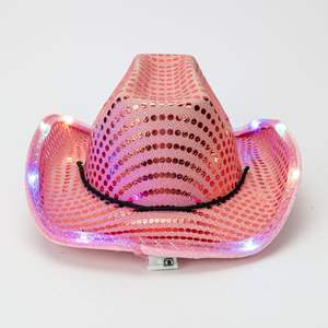 <span class=keywords><strong>Chapeau</strong></span> <span class=keywords><strong>de</strong></span> cowboy occidental lumineux à LED personnalisé, performance scénique colorée, festival <span class=keywords><strong>de</strong></span> <span class=keywords><strong>Noël</strong></span>, fête, rose scintillant, EVA, voyage, pêche - Product Image 2