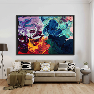 Elegant Modern Colorful Printed <b>Canvas</b> Artwork - Abstract Design,BLACK <b>FRAMED</b> <b>CANVAS</b> - Product Image 3