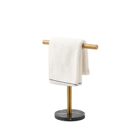 Porte-serviettes en forme de T avec base effet marbre, en acier inoxydable, support de présentation de bijoux, design moderne, finition polie miroir