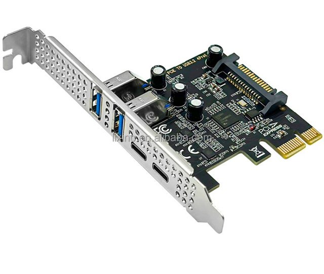 Type C USB 3.2 Gen1 5Gbps PCIE Card Hub USB 3.0 PCI Express Board 2*USB a Port+2*Type-C Port/USB3.2 PCI-E Expansion Card Adapter