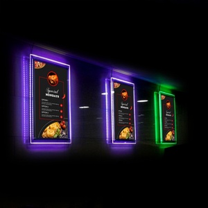 ป้ายเมนูร้านชานมแบบคริสตัลบางเฉียบสั่งทำพิเศษ ป้ายไฟ LED สำหรับร้านอาหาร ป้ายโฆษณา A4 แบบแขวน ป้ายเมนู LED RGB - Product Image 1