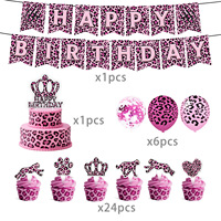 Articles de fête d'anniversaire à imprimé léopard rose, décorations sur le thème sauvage pour filles, vaisselle, assiettes en papier, gobelets, serviettes, nappe