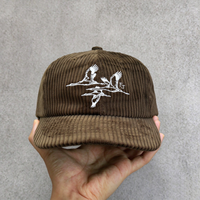 Topi Snapback 6 Panel Tanpa Struktur Bahan Corduroy 8 Wale Bordir Logo Burung Terbang Vintage Retro Sporty