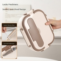 Boîte à lunch carrée en acier inoxydable de qualité alimentaire à 4/5 compartiments, compatible micro-ondes, pour étudiants et employés de bureau, capacité 1-2L, design moderne