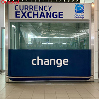 Meubles de réception de banque de change de devises bleu foncé, design élégant, mobilier commercial