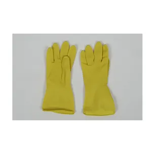 卓越品质38厘米黄色乳胶家用手套太阳工业橡胶超大手套