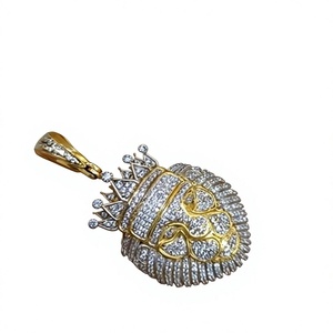 Collar de Moissanita con Colgante de Cabeza de León Color Oro, Joyería de Declaración con Encanto de Corona Helada para Hombres y Mujeres, Ideal para Fiestas - Product Image 2