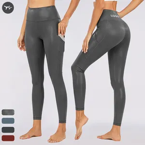 Pantalones de Yoga para mujer, ropa deportiva con estampado brillante, mallas de Yoga de cintura alta con logotipo personalizado, ropa para exteriores