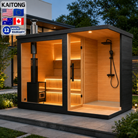 Sauna Tradicional Kaitong de Madera para 1, 2, 4 o 6 Personas, de Exterior, con Calefacción a Leña y Eléctrica, Comercial, con Ducha