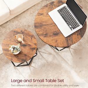 Vendita calda robusto rustico <span class=keywords><strong>marrone</strong></span> rimovibile rotondo moderno in metallo e legno tavolino da caffè per soggiorno camera da letto balcone - Product Image 6