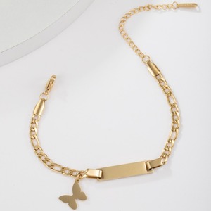 Braccialetto con nome personalizzato 18k oro placcato in acciaio inossidabile <span class=keywords><strong>bracciale</strong></span> farfalla cuore corona Charm gioielli personalizzati per regalo - Product Image 6