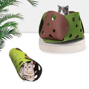 Lit grotte en feutre pour chats, tapis de jeu pour activités chats d'intérieur, tapis pliable, jouet interactif