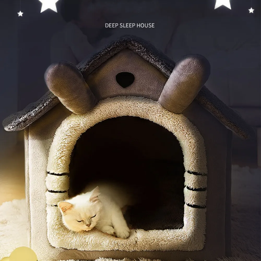 Pieghevole Pet Dog House Indoor Winter Warm Cat Bed tenda per cani di piccola taglia Cat Nest Kitten Teddy comodo cuscino per divano forniture per animali domestici