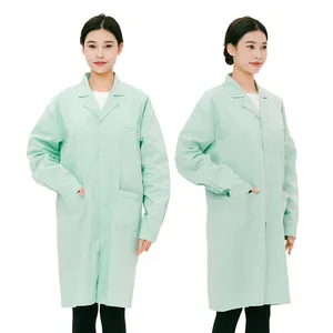 ब्यूटी सैलून डेंटिस्ट खाद्य फैक्ट्री श्रमिकों की अस्पताल वर्दी के लिए यूनिसेक्स कस्टम लोगो सफेद लैब कोट टवील पॉलिएस्टर वर्क कपड़े
