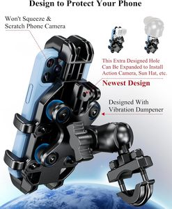 ที่ยึดโทรศัพท์สำหรับ<span class=keywords><strong>จักรยาน</strong></span>ไฟฟ้า/มอเตอร์ไซค์แบบหมุนได้ ดีไซน์กรงเล็บแปดขา ป้องกันการสั่นสะเทือน ใช้สำหรับนำทาง ใช้บนเตียง ใช้บนโต๊ะทำงาน ทำจากอลูมิเนียม - Product Image 2