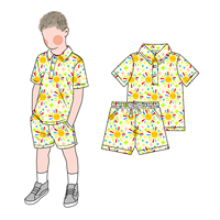 Little Glow Kids Summer Lightweight Boys Polo Top Shorts Set Ramah Kulit Bahan Sutra Susu Tampan Kasual Pakaian Sehari-hari