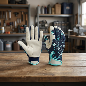 Gants de travail en cuir antidérapants, motif floral, poignet élastique, gants de sécurité polyvalents, bouts des doigts texturés, sans latex, 4 mil - Product Image 4