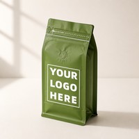 Sacs à café mats personnalisés JIAHE de 1 kg, à fond plat, en aluminium, avec fermeture éclair et valve, pour l'emballage en gros des grains de café