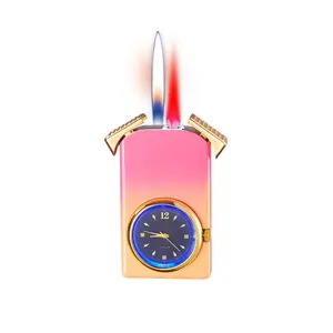 Dual Flame Lighter Switchable Torch Jet Lighter & Soft Flame Lighter With LED Light Dial