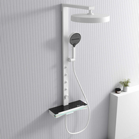 Douche de salle de bain thermostatique moderne en laiton, avec affichage numérique LED, commandes à touches piano, eau chaude et froide, jets pluie et massage doux, pour baignoire carrée apparente