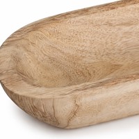 Bol à pâte en bois extra long sculpté à la main, bol à baguette rustique, centre de table de style farmhouse pour la décoration de maison Wabi-sabi